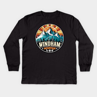 Retro Windham Mountain Ski Kids Long Sleeve T-Shirt